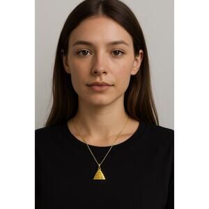 Vintage Gold Pyramid Pendant Charm Egyptian Inspired Jewelry